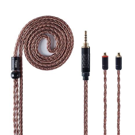 YINYOO MMCX Cable Upgraded Earphones Cable 16 Cores Single Crystal Copper Cable for TIN Audio T2 T3 T2 PRO V2 PRO HQ5 HQ6 KBEAR F1 Shure SE215 SE535 UE900(mmcx, 2.5mm Jack)