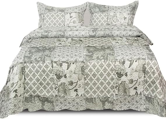 Cozy Haven Quilt Patchwork Bedspread 2 Piece Set – Coverless Quilted Bedspread, Comforter Throw, Summer and All-Season Lightweight Bedding Sets, with 1 Pillow Sham (Rose Noir, Single)