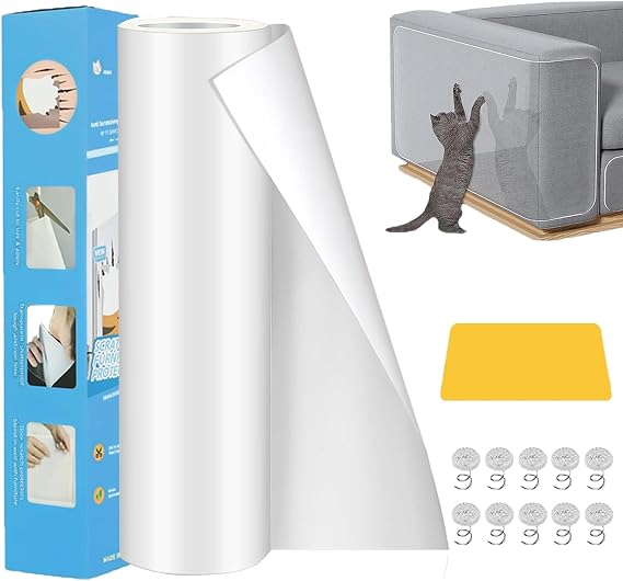 Kediler için çizilmeye karşı koruma, kendinden yapışkanlı çizilmez film, şeffaf, 30 cm x 5 m, çizilmeye dayanıklı tırmalama matı, çizilmeye dayanıklı koruyucu film koltuk, bank, duvar, kapı ve