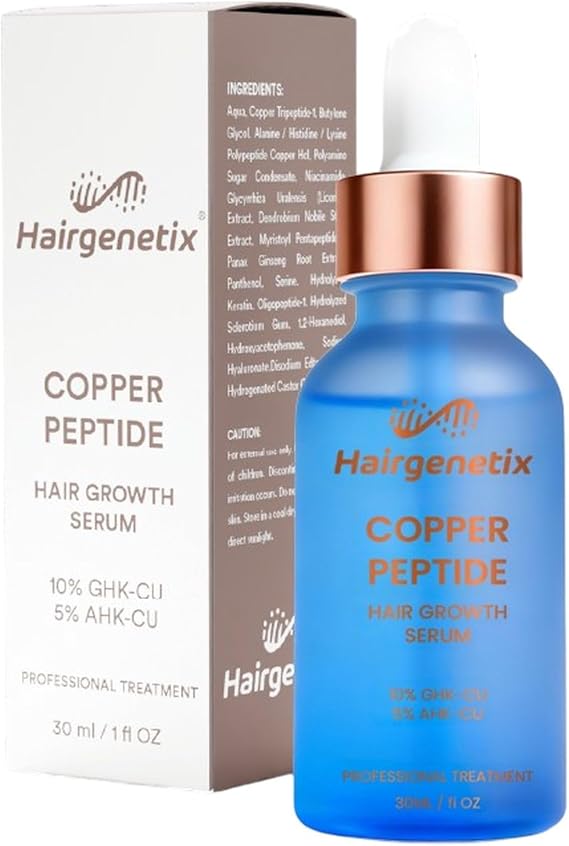 Copper Peptide Hair Growth Serum - GHK-Cu & AHK-Cu - Anti Hair Loss Scalp Treatment for Thinning Hair - Men & Women - 30ml