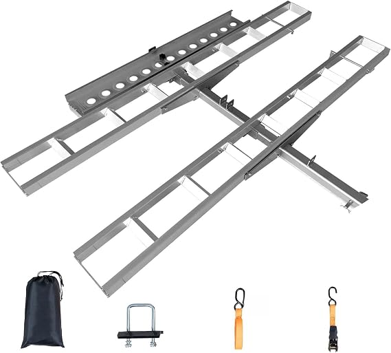 Motorcycle Hitch Carrier Bike Rack Premium Aluminum | 600LB Capacity with Low-Profile Engineering | Quick-Connect Installation for Truck/SUV Applications
