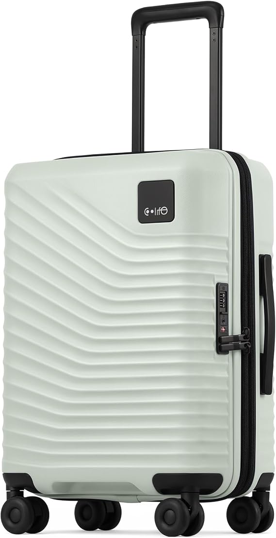 Coolife Luggage Carry-On, Lightweight PC Hardside Suitcase, 20-Inch, Black