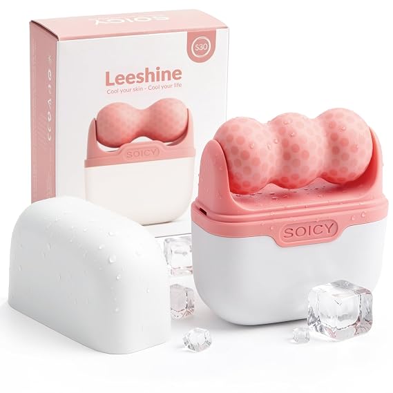 Leeshine Ice Roller Set for Face and Eyes - Facial Skin Care Tools with 2 Face Roller and Premium Travel Case, Self Care Gift for Men Women (Pink)