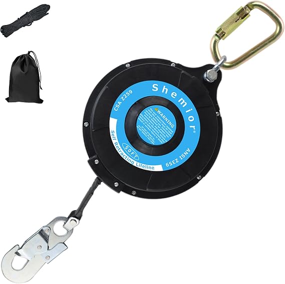 50FT Self Retracting Lifeline, Shemior Retractable Safety Lanyard, Web SRL