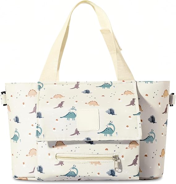 Light Weight Baby Changing Bag - Large Capacity Multifunctional Nappy Changing Bag, Lightweight Messenger with Adjustable Straps Tote Pram Organiser Baby-Bags for Women Travel(12*21*35CM White)