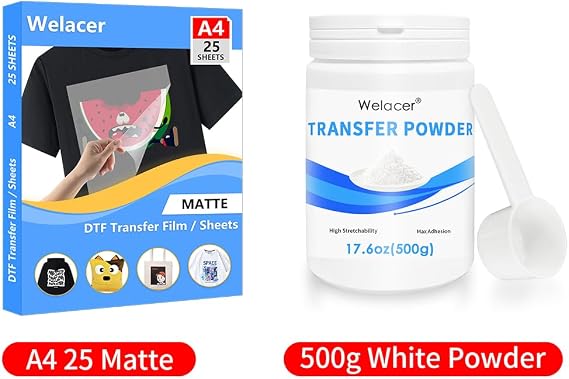 Save 20% on Welacer DTF Film A4 25 Sheets and DTF Powder 500g