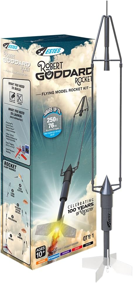 Estes 0664 Robert Goddard Rocket Building Kit Intermediate Flight Rocket Model Kit for Ages 10+