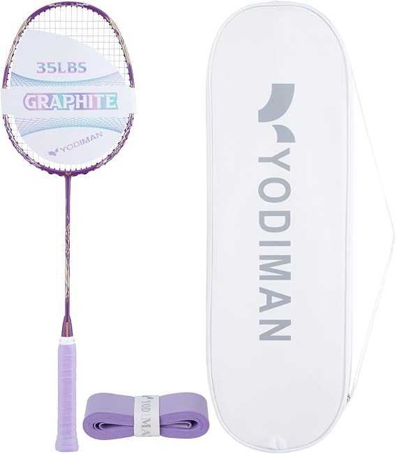 Professional Badminton Racket - Carbon Graphite & Carbon Fibre, Ultra-Light Single Racket for Enhanced Performance