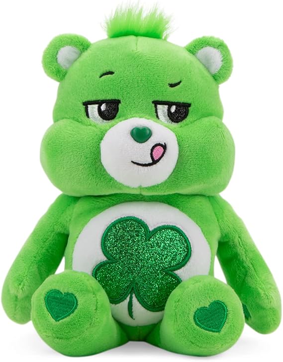 Care Bears 9" Bean Plush (Glitter Belly) - Good Luck Bear - Soft Huggable Material!