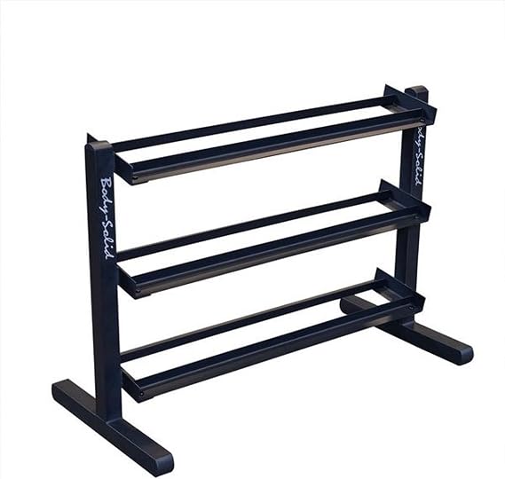 Body-Solid (GDR363) 3-Tier Horizontal Dumbbell Rack Stand Only, Weight Rack Stores 10 Pairs Hex Dumbbells from 5-50 lbs, Home Gym Dumbell Organizer Racks