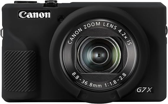 Elonbo Camera Case for Canon G7 X Mark III, Soft Silicone Protective Case for Canon PowerShot G7X Mark III Digital Camera, Removable Lens Cover, Black