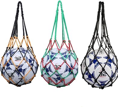 3PCS Single Ball Basketball Bag, Nylon Single Ball Carrier Net Bag for Basketball Football Volleyball Soccer