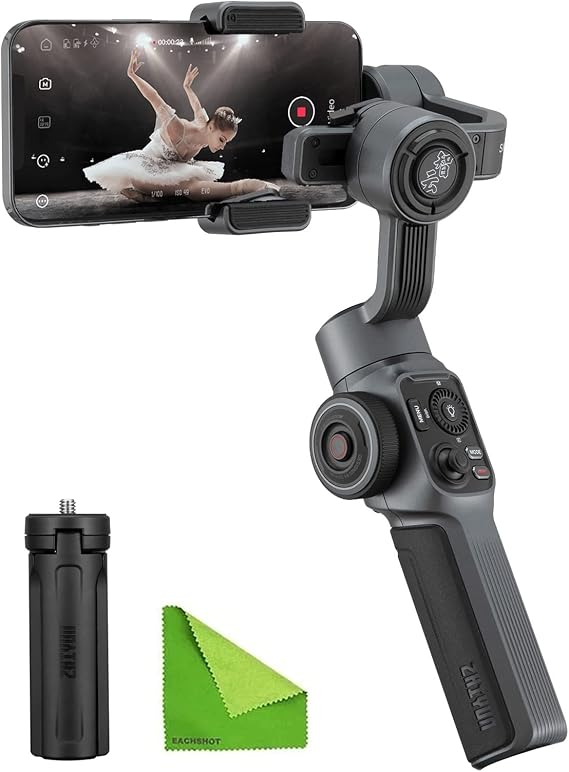 Zhiyun Smooth 5 Professional Gimbal Stabilizer for iPhone 15 Pro Max Plus 14 13 Mini 12 11 XS X XR 8 Android Smartphone Cell Phone 3-Axis Handheld Gimble w/Face Tracking Time-Lapse POV FiLMiC Pro