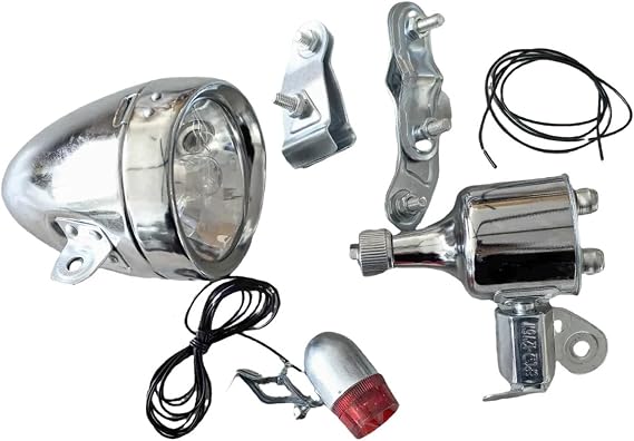 Motorized Bicycle Friction Dynamo Generator Head Tail Light 12V 6W