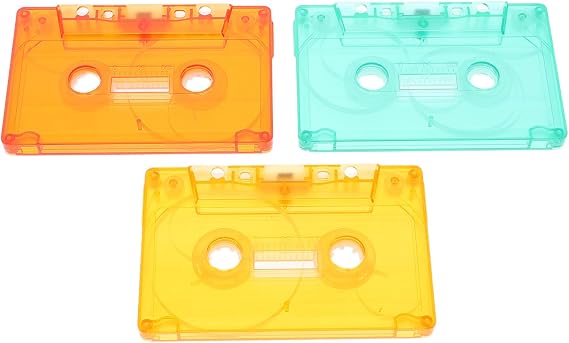 TOYZFRIENDY Blank Cassette Tapes Wall Decor Plastic Material for DIY Creativity and Colourful Decoration in Retro Style 3pcs for Retro Party Backdrop and Home Wall Art