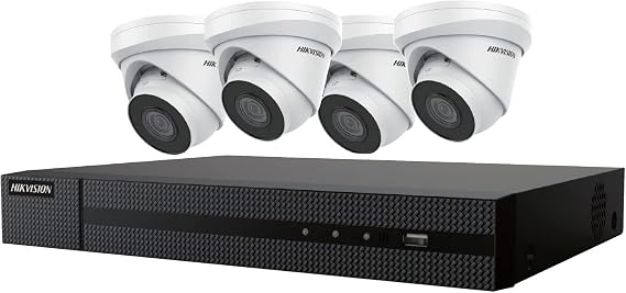 HIKVISION EKI-K41T44 4-Channel 4K NVR Value Express Kit with (4) 4MP Outdoor Network Turret Camera, (2.8 mm Fixed Lens), RJ45 Connections