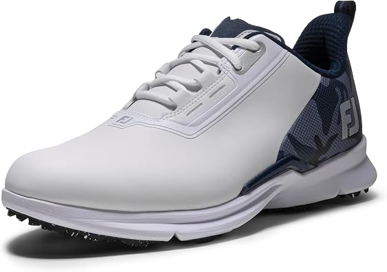 Footjoy Mens FuelGolf Shoe, White Navy Silver, 8.5 US
