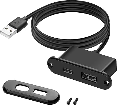 XMSJSIY USB USB C Desk Power Grommet Outlet 5V2A USBType-C Embedded Charging Port Phone Desktop Charger Scoket Station for Sofa Table Bedside Workbench Office,Home-1.2M3.9FT