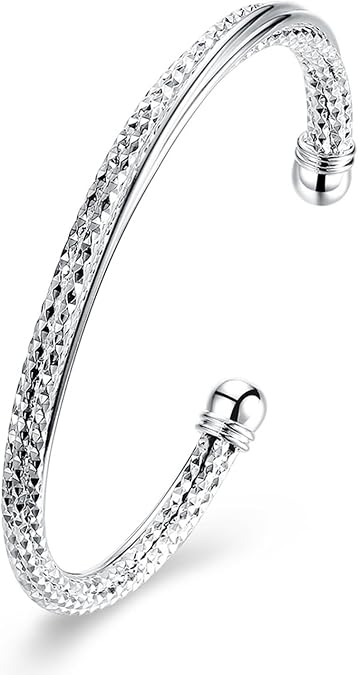 Silver Bracelets for Women 925 Sterling Silver Cuff Bracelet Bangles