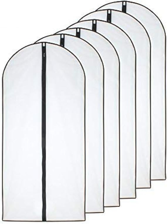Clothes Covers Protector Bags Translucent Dustproof MothProof Anti-mite Breathable Zipper Dresses Bags Garment Bags Dress Suits Covers for hanging Clothes Wardrobe Storage Suit Carriers 6 PCS 60*100cm