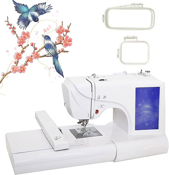 Automatic Industrial Sewing Machine,Computerized Sewing Machine With 114 Built-in Designs, Small Computer Embroidery Machine With 10 X 23.5cm Embroidery Area And Lcd Touch Screen, For Beginners