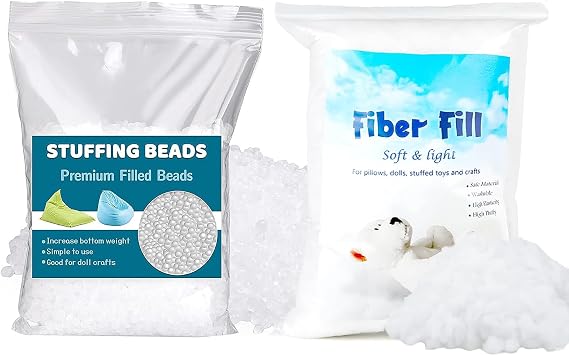 50g Polyester Fill, 200g/7.05oz Premium Stuffing Beads, Stuffing for Stuffed Animals, High Resilience Stuffing Fluff Fiberfill for Pillow Filling, Christmas Dolls DIY, and Home Decors Projects
