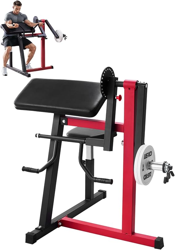 VEVOR Preacher Curl Machine, 2 in 1 Bicep Curl Machine and Triceps Extension Machine, Seated Arm Isolated Bicep Station, Strength Training Workout Weight Bench, Exercise Equipment for Home Gym