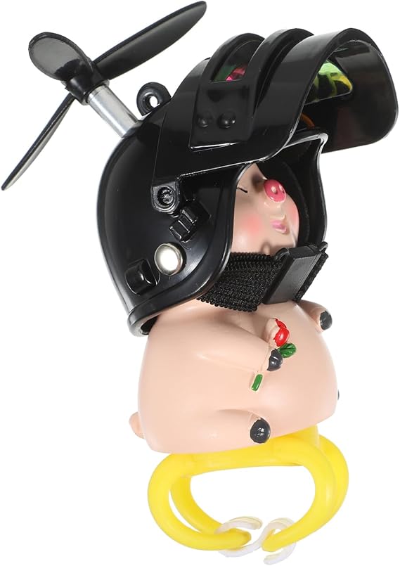 Pig Bike Decor for Car and Motorcycle Dashboard, Easy to Install Black Silicone and Plastic Pig Ornament Adds Fun and Unique Style for Travel and Hiking Accessories