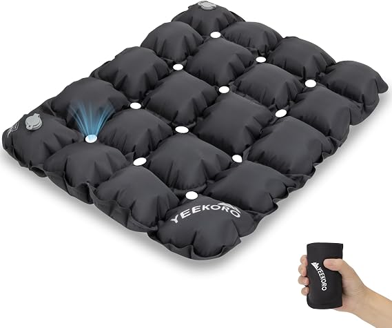 Inflatable Seat Cushion, Porous Design Sitting Pad, Waterproof Air Seat Cushion, Portable Seat Cushions for Airplane Camping Wheelchair Office