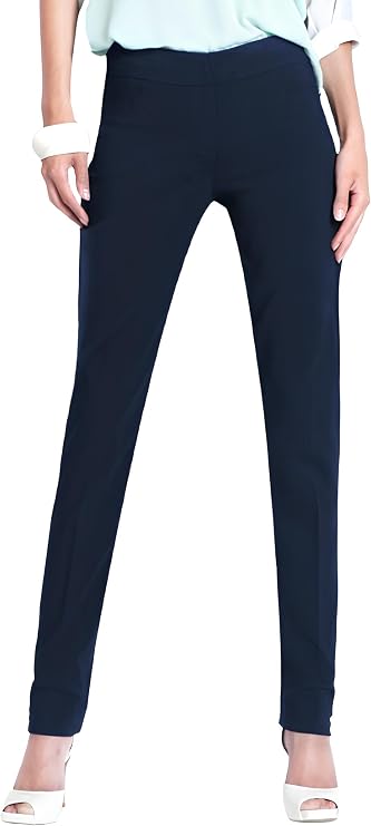 SLIM-SATION Pants For Women Slimming Tummy Control Wide Band Regular Length Pull-on Straight Leg Pant
