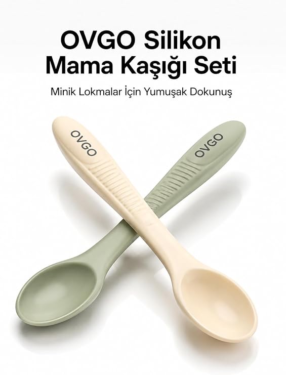 Silikon Bebek Mama Kaşığı BPA İçermez 2'li Set | Ek Gıda Beslenme, BPA İçermez, Silikon Malzeme, 2'li Set, Bebek Kaşığı