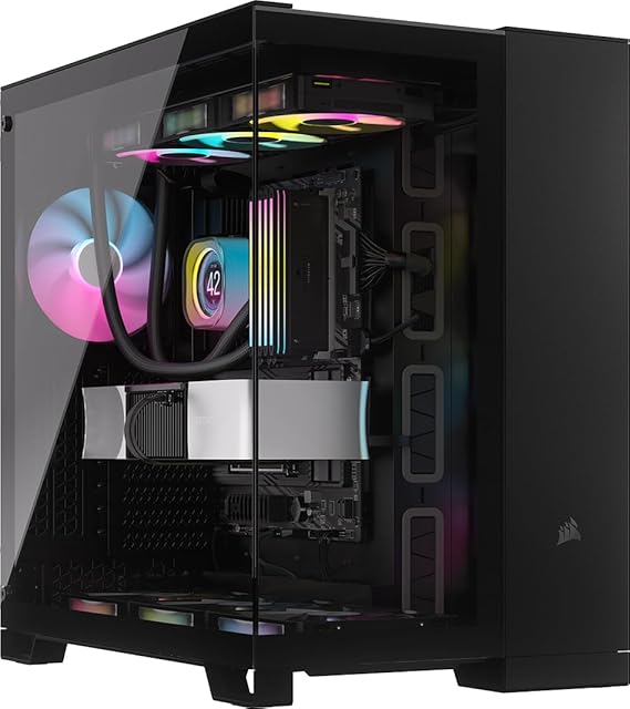 CORSAIR iCUE Link 6500X RGB Mid-Tower ATX Dual Chamber PC Case Panoramic Tempered Glass - Reverse Connection Motherboard Compatible 3X CORSAIR RX120 RGB Fans Included Black