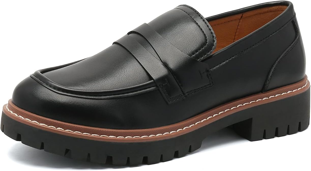 Round Toe Chunky Loafers Women Platform Loafers for Women