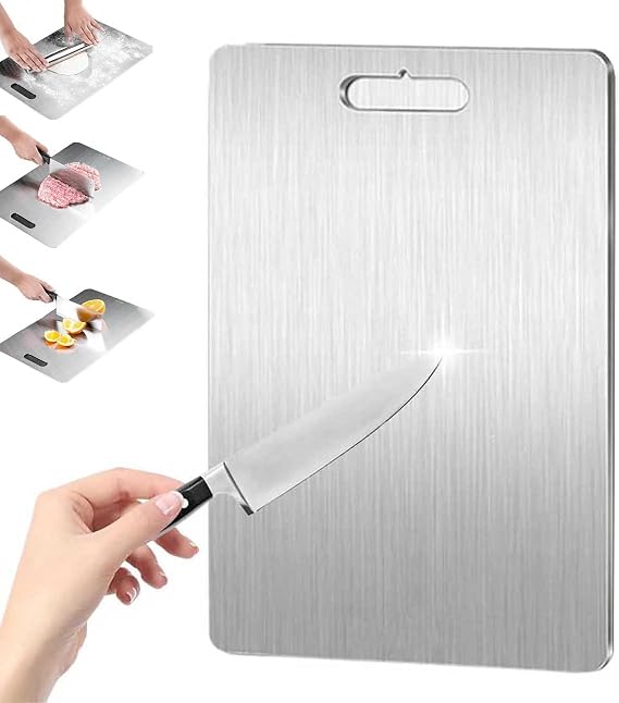 Titanium Cutting Board,100% Pure Titanium Cutting Boards for Kitchen,Double Sided Medical Grade Titanium Cutting Board,Durable and Will Not Crack,No Replacements Needed(18.11 * 11.81 inch)