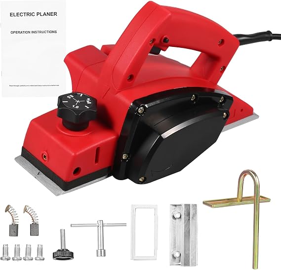 4.2 Amp 500W Portable Corded Electric Hand Planer, 3-1/4-Inch 82mm 15000Rpm Handheld Planer for Woodworking, Power Wood Planer Chamfer for Home DIY