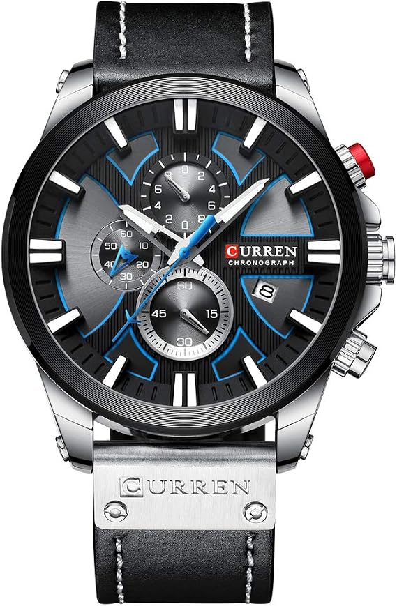 Curren Mens Watches Luxury Chronograph Big Dial Male Watch Wrist Leather Waterproof Sport Army Military