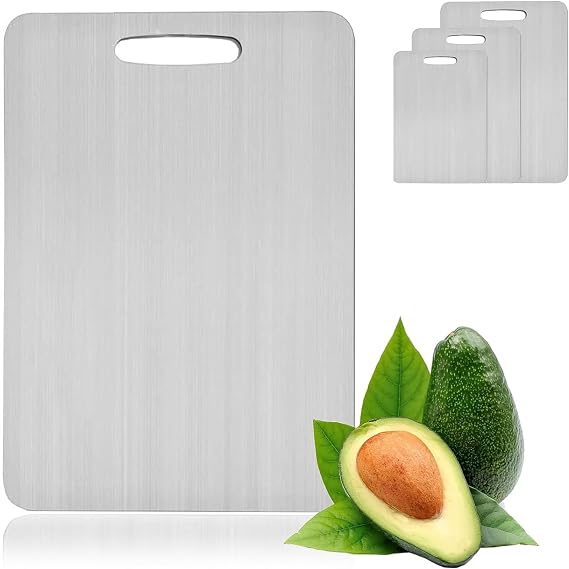 Wttfc Titanium Cutting Board For Kitchen, 304 Stainless Steel Chopping Board, Double Sided Cutting Board For Home Kitchen Cooking,Dishwasher Safe,Outdoor,Perfect Addition To Kitchen,L [Energy Class A]
