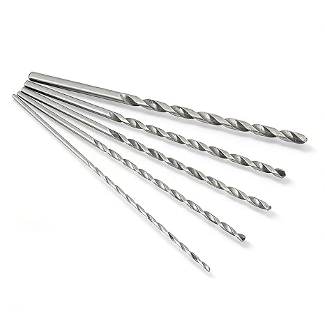 5 Different Sizes Extra Long High-Speed Steel Drill Bits, Long Shank Drill Bits for Wood, Hardness Spiral Drill Bit for Plastic, Aluminum and Composite Materials