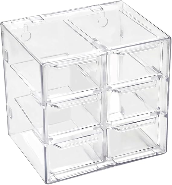 Transparent Storage Drawer Cabinet Small Plastic Desk Storage Organiser with 6 Drawers, Desktop Craft Drawer Organizer Box, Mini Stackable Clear Caddy forStoring Lipstick Jewelry DIY Parts