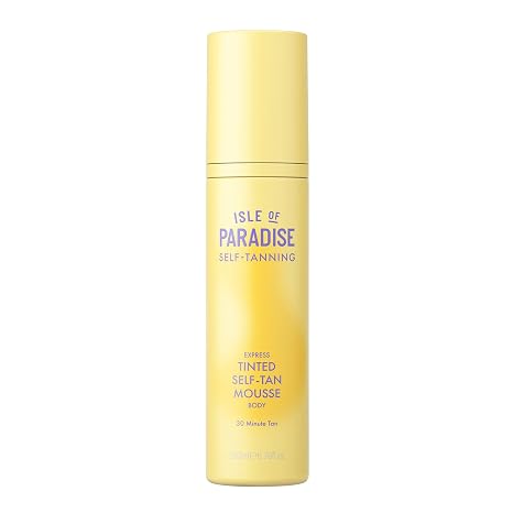 Isle of Paradise Express Tinted Self Tan Mousse, Fast Developing Self Tanner, Vegan Sunless Tanning Foam, Lasts Up to 7 Days, Streak-Free With Tinted Guide Color, 6.76 fl. Oz