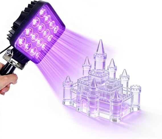 Handheld 300W UV Curing lamp Handle UV lamp, Glue Plate lamp Flaw Detection lamp for Curing Photosensitive Resin lamp 365nm/395nm/405nm UV Light for Curing (16W 405nm)