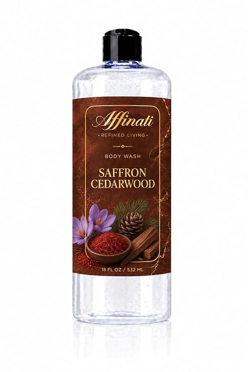 Affinati Saffron Cedarwood Body Wash & Gel Very Fragrant, 18 oz