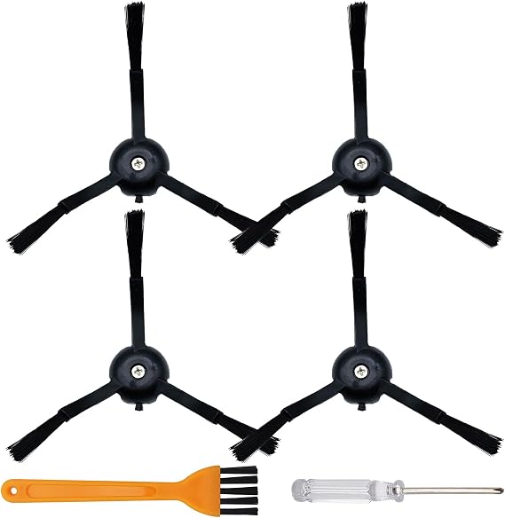 4 Pack Side Brushes Replacement Compatible with Roborock S8 Pro Ultra, S7 Max Ultra,Qrevo,RoborockQrevo Slim, S7 MaxV/S7/Q7Max/Q8 Max/S8/Q7/Q5/S6/S5/S4/E5/E4/E3/E2 Robot Vacuum Cleaner, Black