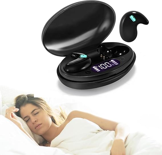 Sleep Earbuds Ultra-Thin Wireless Bluetooth 5.3 Earbuds for Side Sleepers, Noise Blocking Sleep Headphones with 6H Playtime, Ergonomic Mini Design for Small Ears (Deep Black)
