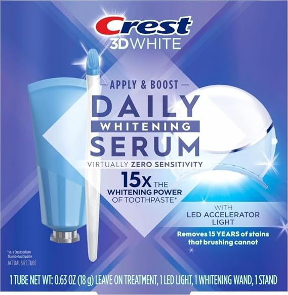 Crest Whitening Emulsions Leave-on Teeth Whitening Gel Kit with LED Accelerator Light, 0.63 Oz