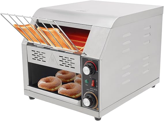 300 SlicesH Commercial Electric Conveyor Toaster Stainless Steel Bread Toaster For Bagel Burgers Bun Baked Food, 1900W Heavy Duty Restaurant Bakery