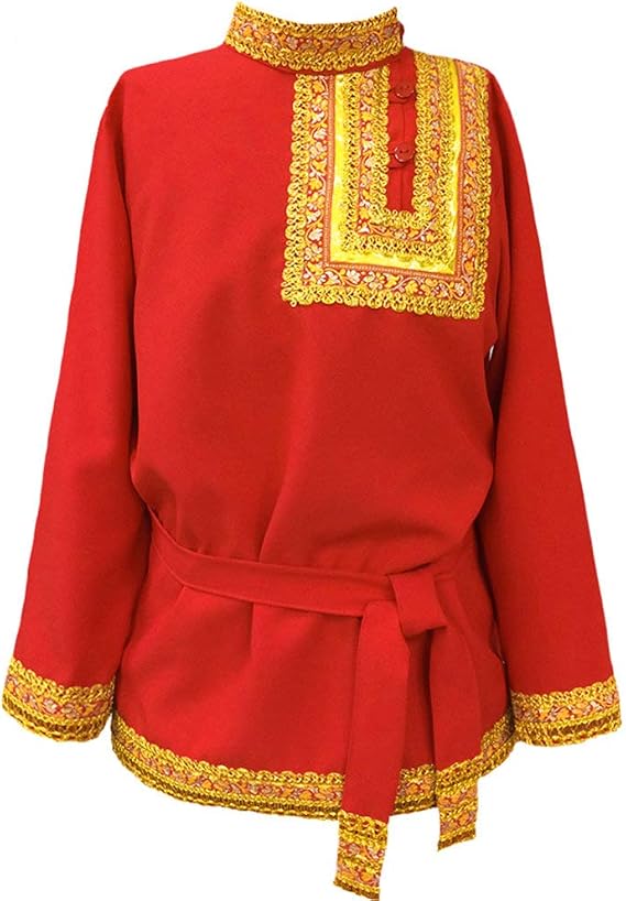 Russian shirt men red kosovorotka Slavic traditional wear folk shirt dance character costume