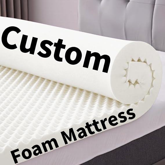 SINCERE Custom Foam Mattress Topper, Tailor-Made Foam Pad, Bespoke Wavy Cotton Mattress‌ Pad, Cut to Twin Queen King Full Size Noise Reduction Bed Topper, Shaped Sponge Sheet for Floor Sleeper 3-15 cm