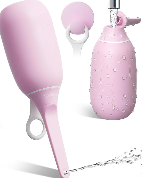 High Pressure Portable Bidet for Travel,Foldable Flip-Top Peri Bottle (Pink)