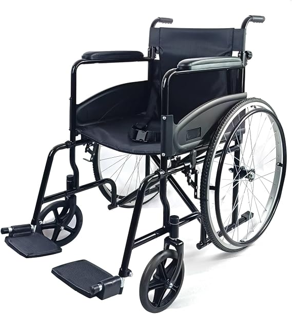Folding Wheelchair for Adults Lightweight and Portable Self Propelled Transit Mobility Aid Travelling Compact Strong